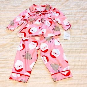 NWT Carter's 12M Reindeer Santa Fleece Pajamas